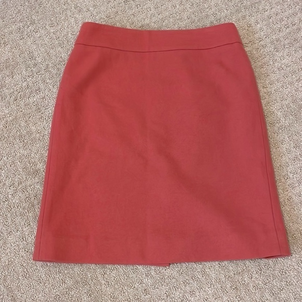 J.Crew Coral Pink Wool Lined Zip Up Pencil Skirt